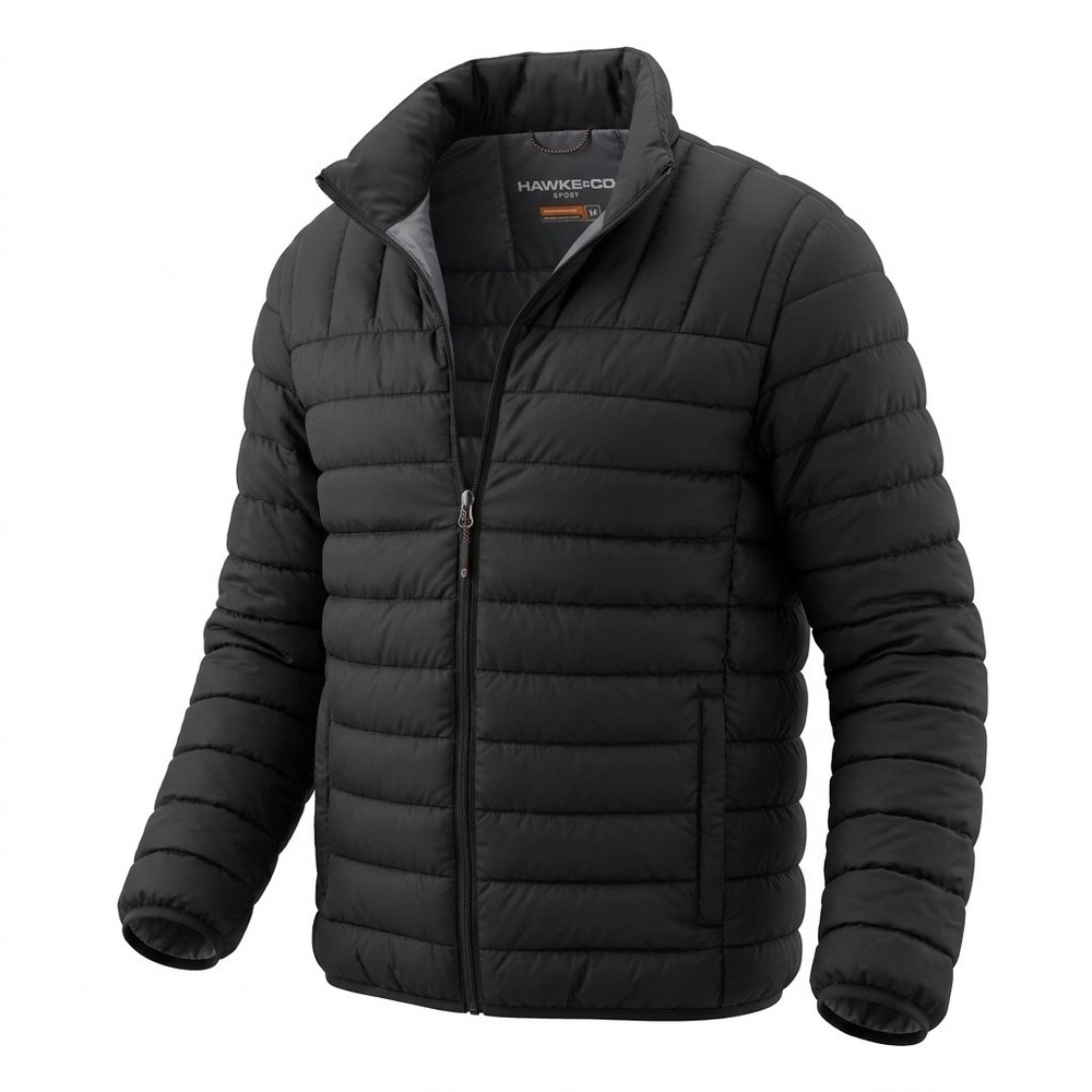 Hawke & Co Puffer Jacket Mens M Performance Black Solid Regular Fit 2020s HDN570